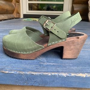Lotta From Stockholm green high wood clogs